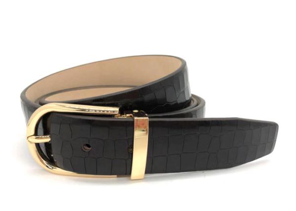 Soft Back Mens Genuine Crocodile Belt Clamp Pin Buckle  In Gold Finish
