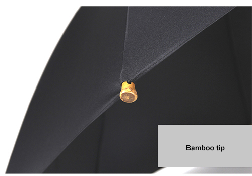 Bamboo Handle Straight Walking Umbrellas Wind Resistant With 500T Pongee Fabric