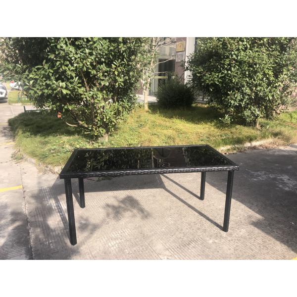 Stackable Chair Outdoor Rattan Dining Set KD Tabke With Black Glass