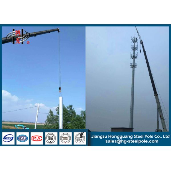 Q235 Octagonal Wireless Communication Towers , Telecommunication Monopole Antenna Towers