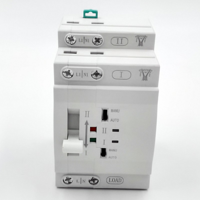 2P ATS Dual Power PC Smart Automatic Transfer Switch 63A Changeover Switches 220V AC Din Rail Type for Households