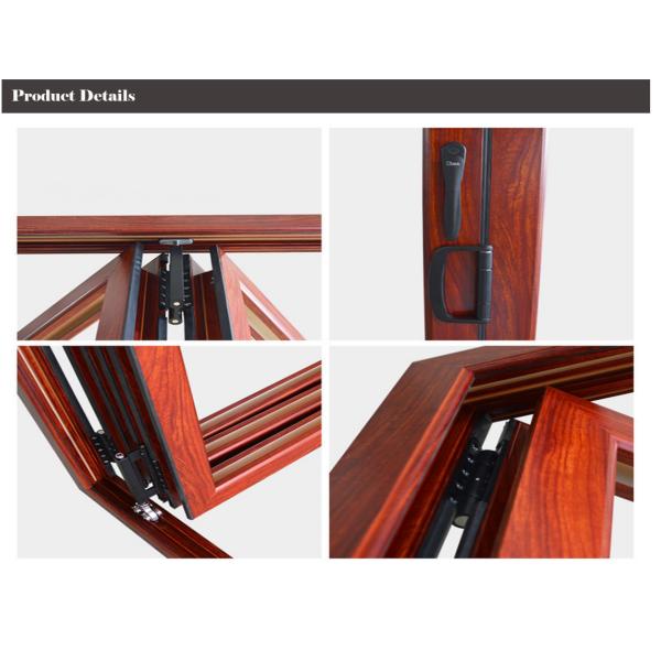 Wood Grain Aluminum Folding Doors Fiberglass Non Thermal Break