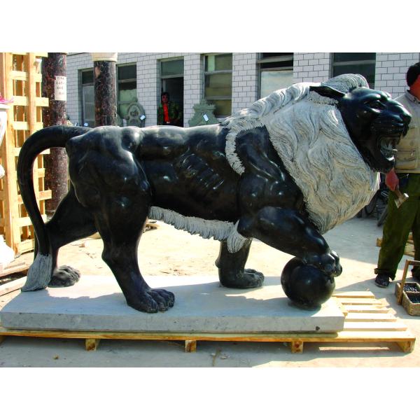 Front Door Granite 1.8m Height Sitting Lion Sculpture , Stone Carving Sculpture