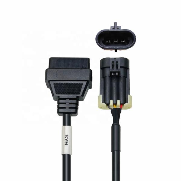 Motorcycle OBD2 Cable 3PIN To 16PIN OBD Adapter for SYM Motorbike 12V Voltage Delorean Car Fitment