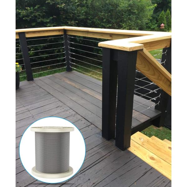 1/8 T304 câble de rail d'aéronef en acier inoxydable câble de câble pour les kits de câbles 1000m par rouleau