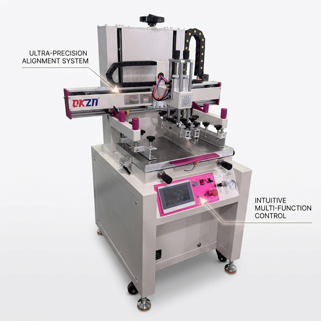 40*60 Monochrome Flatbed Screen Printing Machine with ±0.01mm Precision, 600×400mm Workbench, and Servo-Driven Touch Screen