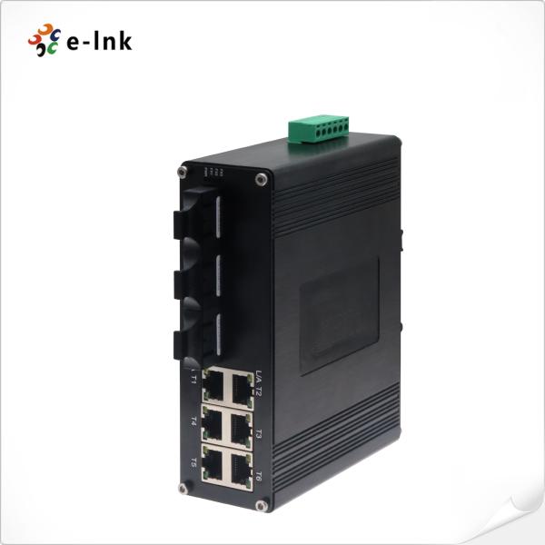 Switch Ethernet RJ45 Fast Ethernet 10/100M de 6+3 puertos industriales a fibra óptica para carril DIN