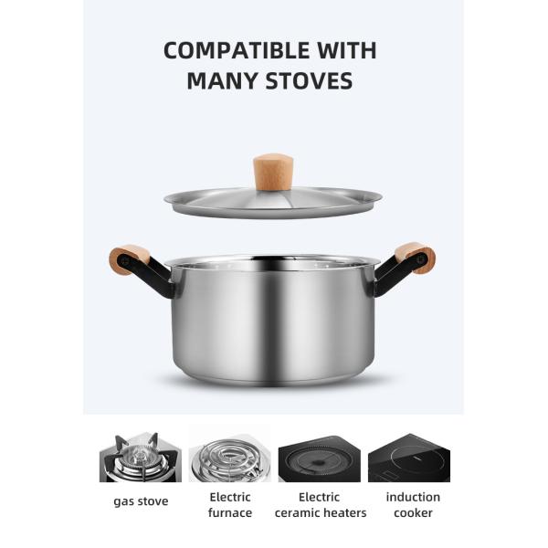 Factory Direct 3 Pieces Cooking Pot Set Kitchen Wares Set Pots And Pans Cookware Sets Cooking With Wooden Handle