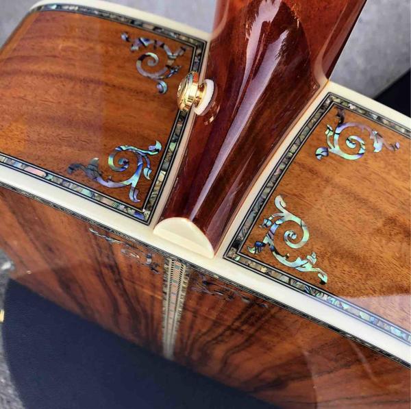 Top quality D45 KOA wood acoustic guitar, Solid spruce top, Abalone inlays etc