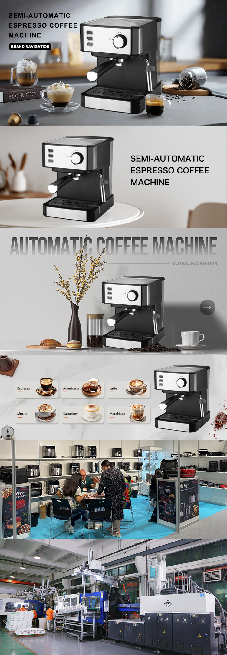 20 Bar Espresso Coffee Maker Manual Control With Milk Frother