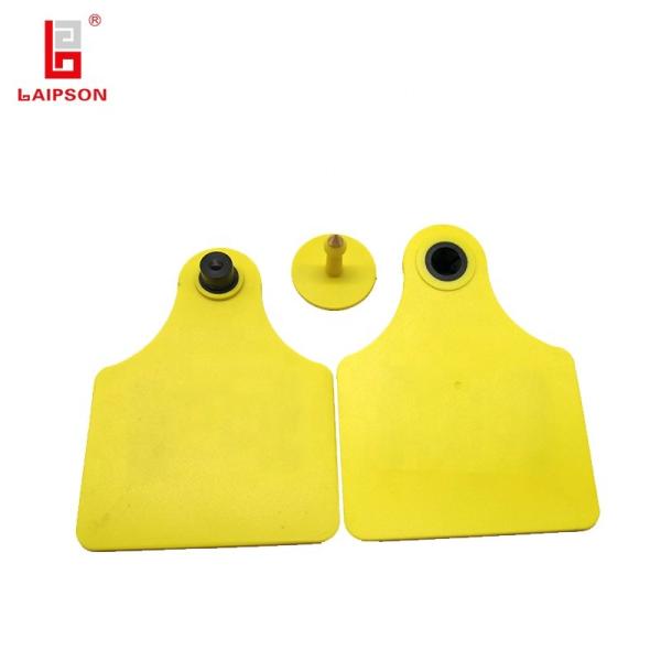 TPU Yellow 100mm 860-960Mhz UHF RFID Cattle Cow Bossy Ear Tag For Livestock Management