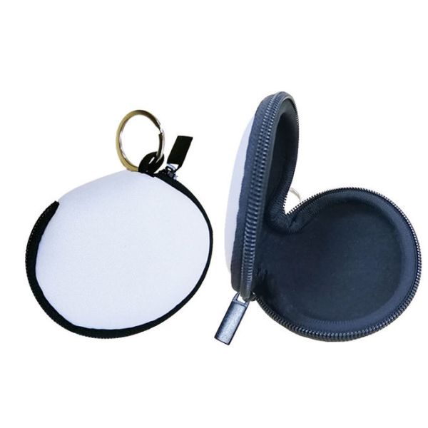 Multifunctional Compact Sublimation Neoprene Earphone Case For Storing Coins And Masks