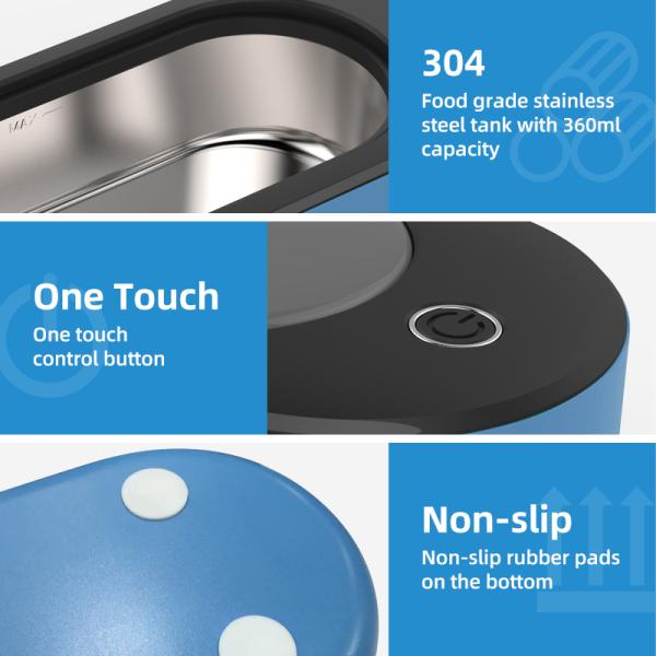 стекел ювелирных изделий уборщика 360ml 46khz машина ультразвуковой очищать мини ультразвуковых портативная