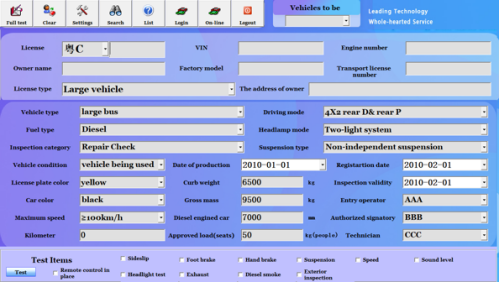 Cartesykj probador móvil de frenos de rodillos móviles 3T 10T 15T equipos de inspección de carril del vehículo