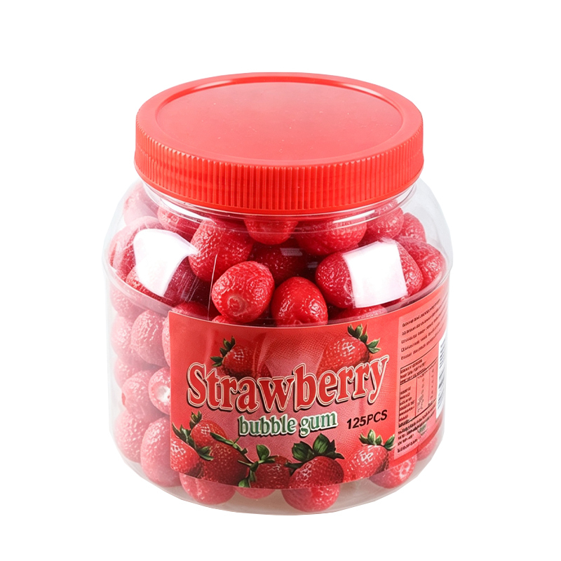 Strawberry Shape Hollow Sweet Fruit Flavor Bubble Gum Ball Candy Wholesale