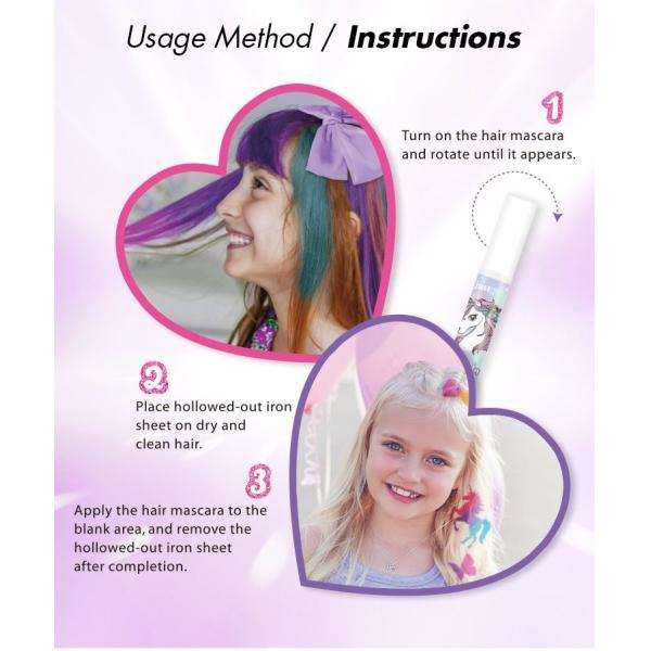 Kids Self Expression Hair Chalk Kit Unicorn Temporary Hair Color Rinse