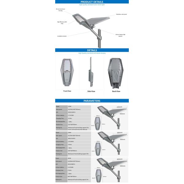 Split Aluminum Solar Powered LED Street Lights IP65 SMD 100W 200W 300W 400W