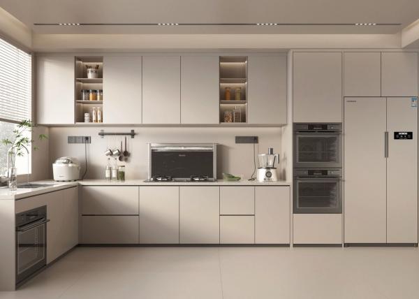 Customized High End Shaker Cabinets Quartz Stone Melamine Board Kitchen Cabinet