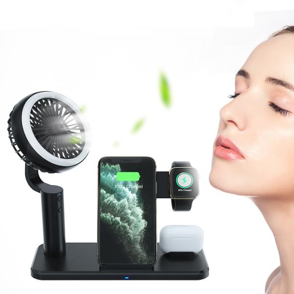 15w Fast Wireless Charger with Cooling Fan and Adjustable Phone Dock in PC Fireproof Material