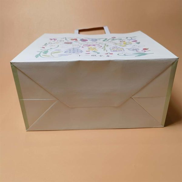 Solid Thick Kraft Paper Tote Bags Multi Color Option Heavy Duty Packaging For Bakery Takeaway Restaurant Gift