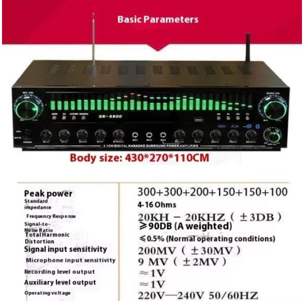 SR-8800 5.1 Channel Home Amplifier with Private Mold and OEM Brand Customization