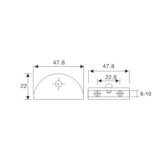 Fixed Glass Holder YS-038M, Zinc Alloy,  for glass 8-10mm, finishing chrome or Satin