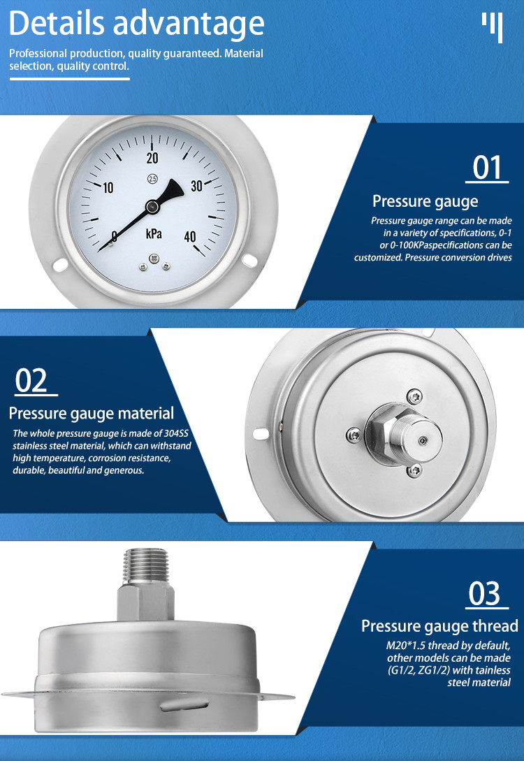 Favorable YE100ZTBF Precision 2.5% Pressure Gauge Capsule Micro 304ss Housing Manometer