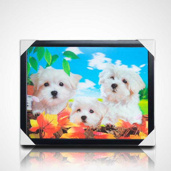 Оптовая стена краски ПЭТ 40 * 30cm 3D 5D линзообразные животные Мирная картина с черной рамой для декорации гостиной