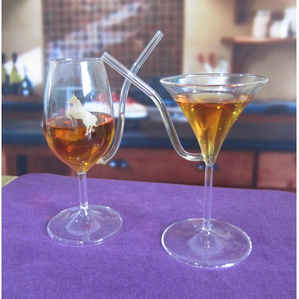 Стекла коктейля боросиликата винтажные с соломой