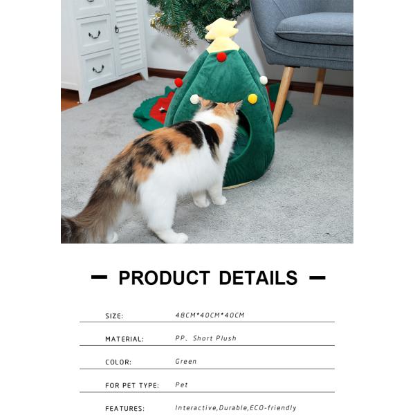 Hot sell luxury pet bed pp cotton oxford bottom green cat house christmas High quality