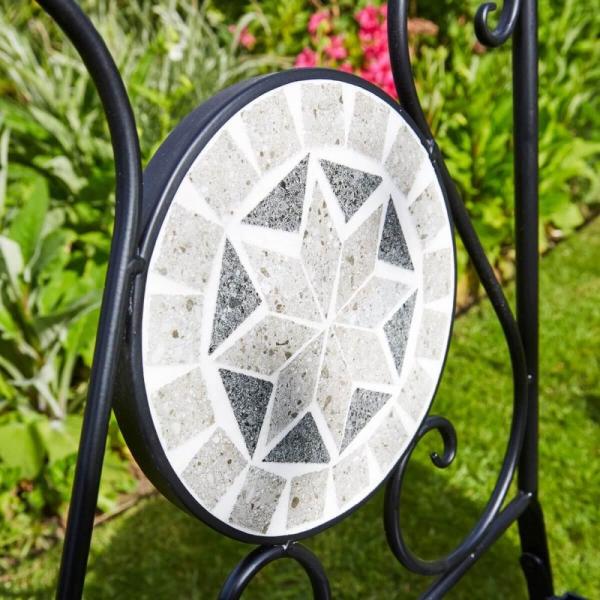 Park Foldable Metal Table and Chair Set for Garden Backyard Antique Mosaic Bistro Set
