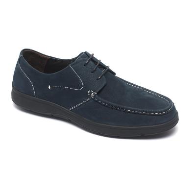 Blue Lace Up Anti Odor Breathable Mens Leather Moccasins