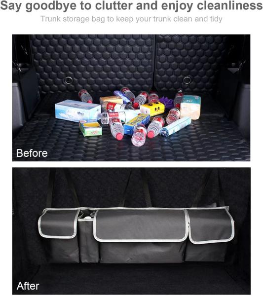 Premier SUV Truck 4 Pockets 2 Mesh Pouches Car Trunk Hanging Back Seat Storage Bag Organizer