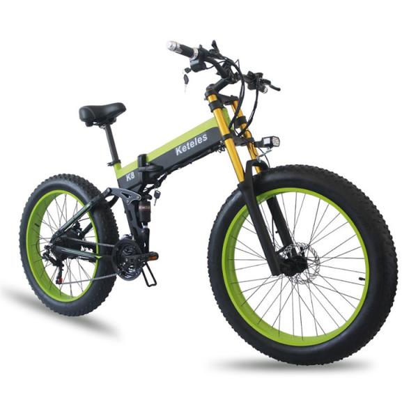 48V Fat Tire Folding Electric Bike , 30-50km/H Folding Electric Fat Bike