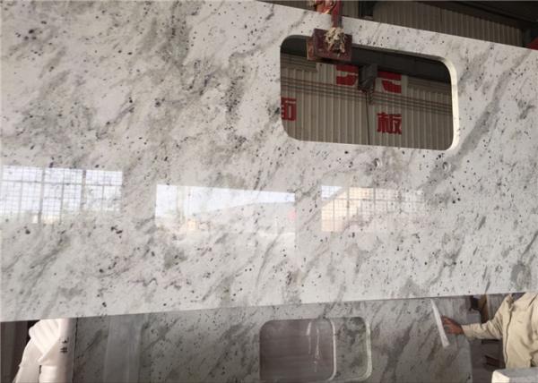 White Granite Prefab Kitchen Countertops With Polished Eased Edge Customized Size