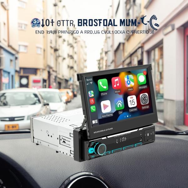Creatall 7-Inch Wireless Universal Car MP5 Player Telescopic Single Spindle Dashboard Mounted MP3 Card Slot USB CarPlay