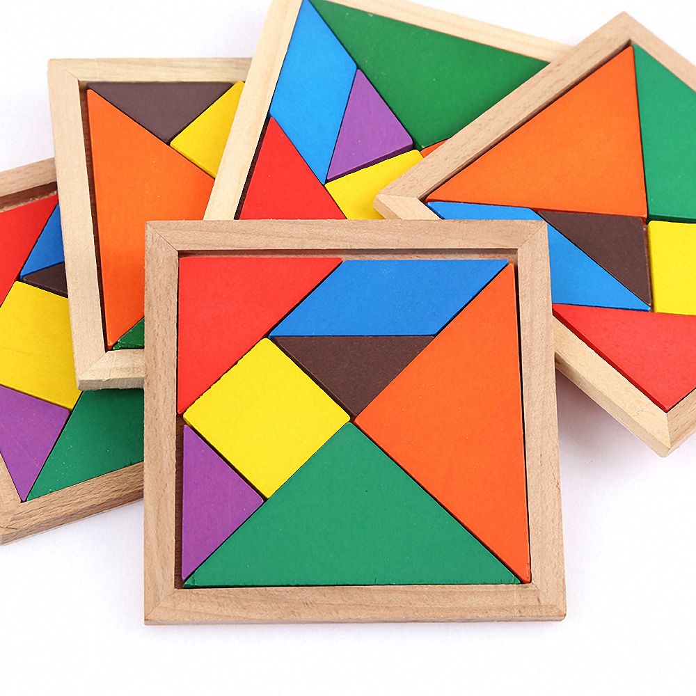 Младенец квадрата 11cm деревянный Montessori забавляется мозаика 7 частей
