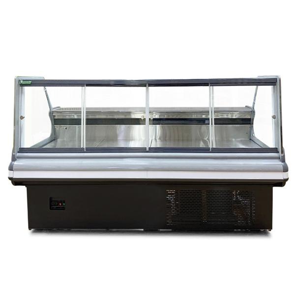 Curved Glass Horizontal Commercial Storage Display Fresh Meat Storage Freezer Fridge