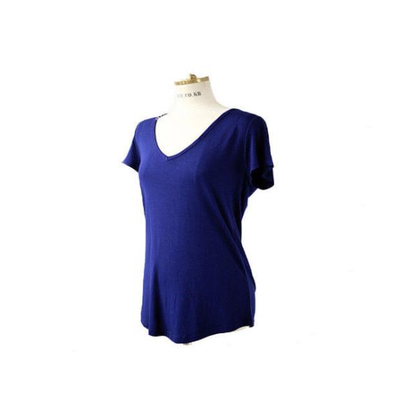 Sexy V Neck Women's T - Shirts Combed Cotton Soft Color Blue Casual Tee