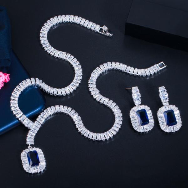 Hot Selling Luxury Leaf Engagement CZ Earring Necklace Bracele Bridal Jewelry Bracele Jewelry Set For Women Accessories