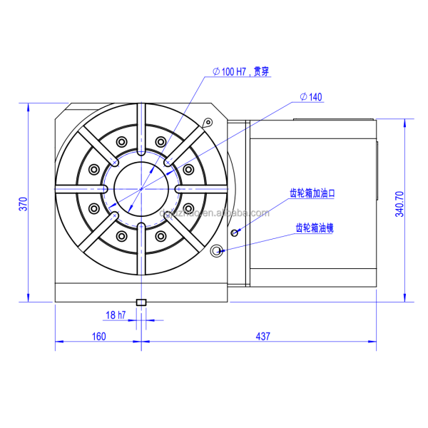 Precision 170mm 4th Axis CNC Rotary Table With Motor / Bearing Steel Construction