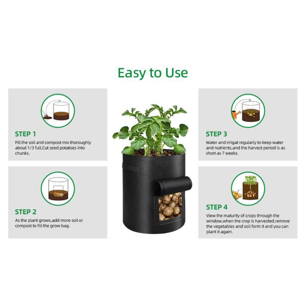 10 Gallon Potato Grow Bags, Planter Pouch Bags for Vegetables, Fruits and Flowers Flap Window, Garden Planting Bag