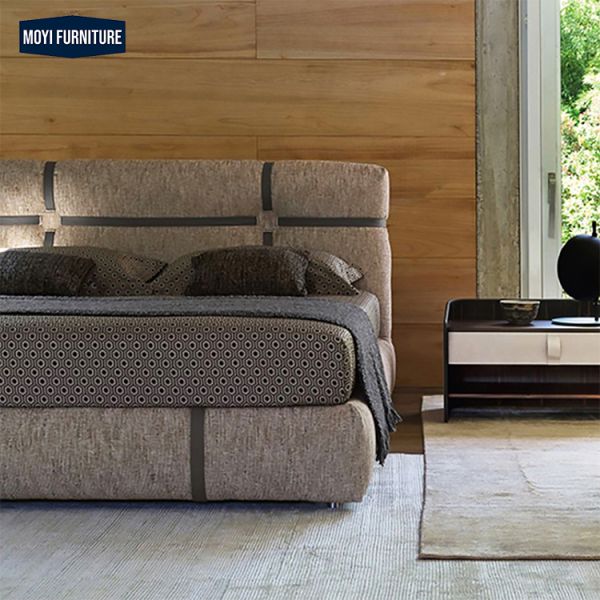 Home Furniture Bedroom Furniture Modern Elegant Italian Design Leather Upholstered Beds King Size Bed Frame Material Sponge