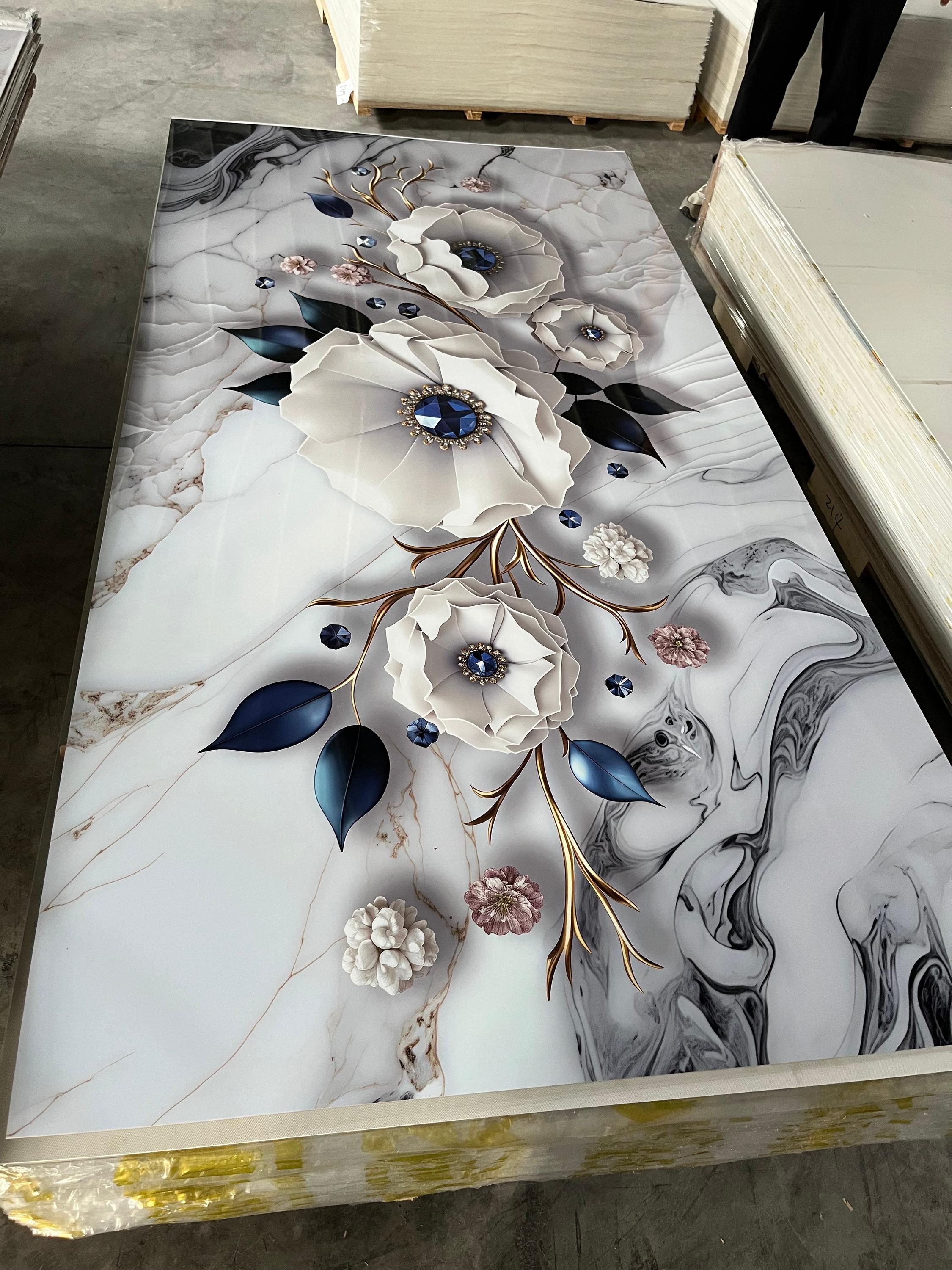 3D 5D Printing UV Sheet PVC Wall Panel Flat Pattern Decorative Waterproof Fire Retardant Wall Cladding Easy Installation
