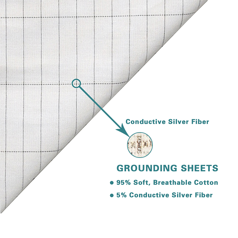 15ft Soft 140D Conductive Grounding Wire Earthing Mat Better Sleep Static Removal Queen Organic Cotton Silver Fiber Bamboo