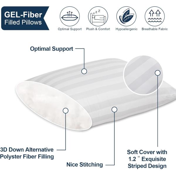 Hotel Collection Queen Size Pillows Set of 2 3D Down Alternative for Restful Sleep