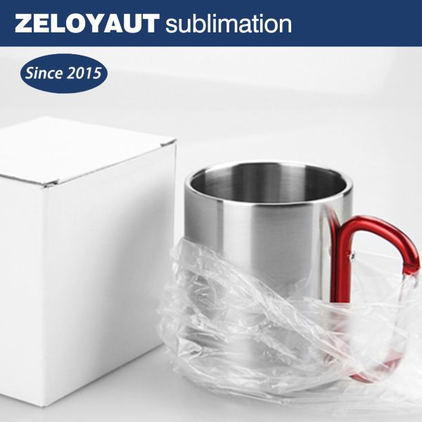 Direct Factory Sale Stainless Steel Sublimation Mug with Gradient Design Red Handle for Promotional & Business Gifts