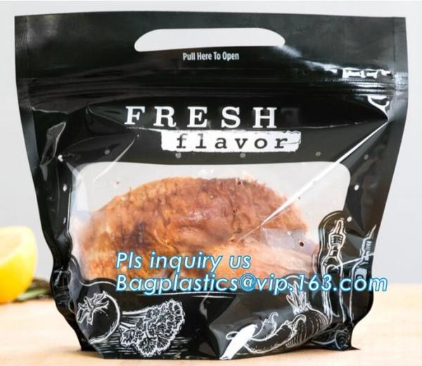 Resealable Rotiserrie Chicken pouch Bags, Anti Fog, Grill, Oven, Roasted, Hot meat Bag Packing With Window