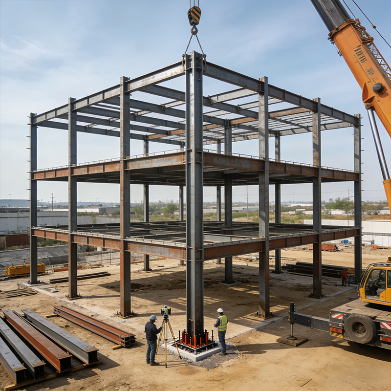 Wind Resistant Prefabricated Steel Frame Building with CE Certification for Commercial Use