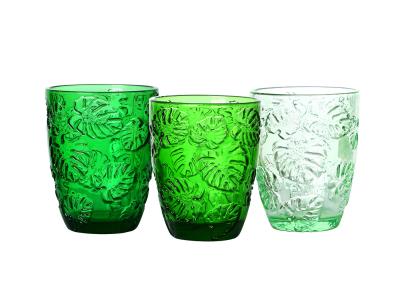 Lead Free Solid Colored Green Tumbler Whisky Glasses , Fadeless Custom Drinking Glasses